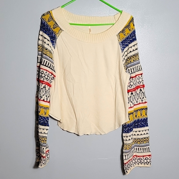Free People Tops - FREE PEOPLE Multi-coloured Sleeves Top Size L Cream